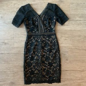 Tadashi Shoji formal black lace cocktail dress